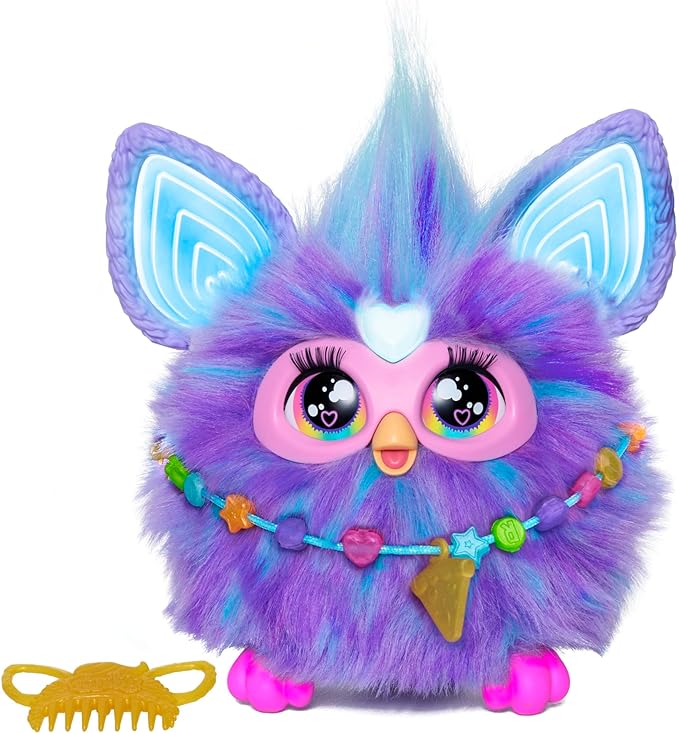 Furby Purple, 15 Fashion Accessories, Interactive Plush Toys for 6 Year Old Girls & Boys & Up, Voice Activated Animatronic, English Version