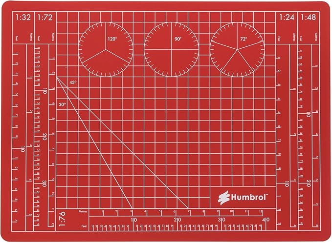 Humbrol AG9155 A4 Cutting Mat - Small Self Healing Hobby Mat for Crafting, Modelling, Drawing, Sewing and Art - Double-Sided Craft Board with Grid Pattern, Scale and Angle Markings