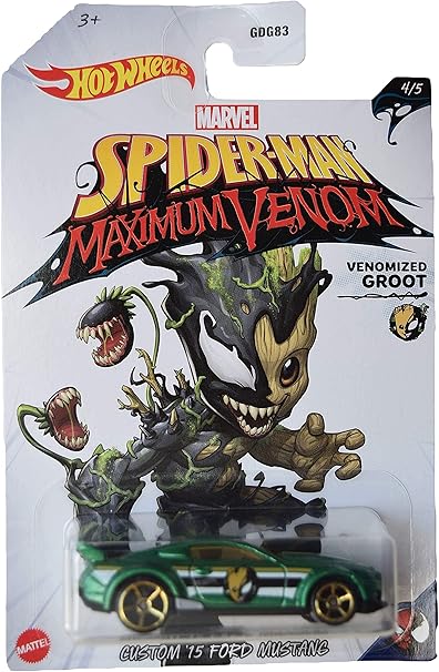 Hot Wheels Custom '15 Ford Mustang, [Green] 4/5 Spider Man Maximum Venom [Venomized Groot]