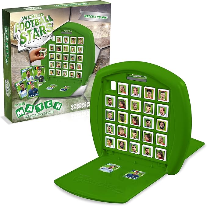 Top Trumps World Football Stars Match The Crazy Cube Game Green, play with Messi, Ronaldo, Harry Kane, travel board game, gift and toy for Boys and Girls Aged 4 plus