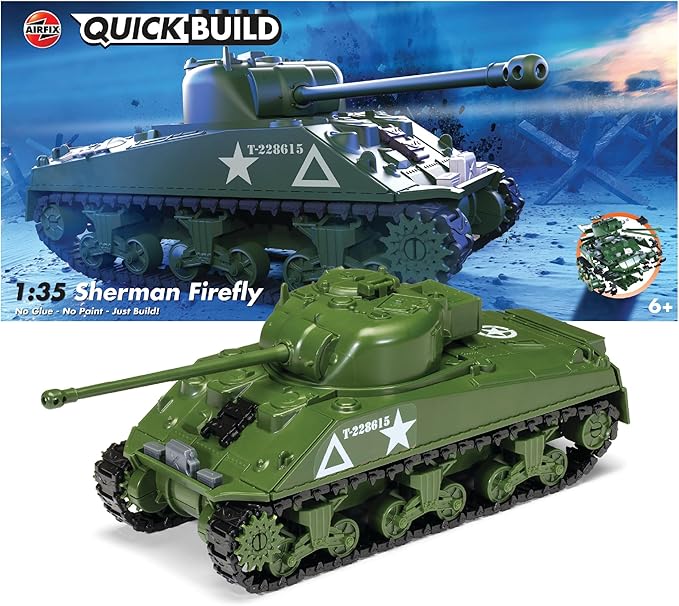 Airfix QUICKBUILD Model Tank Kit - J6042 Sherman Firefly Tank Model Building Kits for Kids 6+, Construction Toys for Boys & Girls, No Glue Model Making - Tank Gift Ideas for Christmas