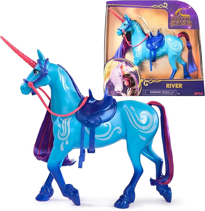 Unicorn Academy, River Unicorn with Head Movement, 2 Riding Accessories, 27.9cm, Compatible with Isabel Fashion Doll, Dolls and Unicorn Toys for Girls