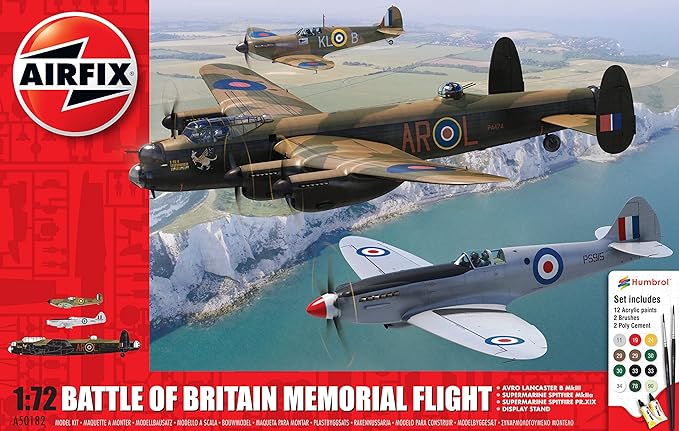 Airfix Aircraft Model Building Kits - Battle of Britain Memorial Flight Miniature Craft Kit, 1/72 Scale Plastic Model Plane Kits for Adults to Build - Aeroplane Gifts for Men