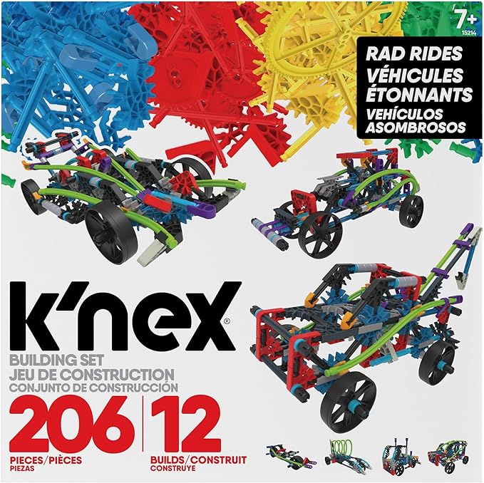 K'NEX | Rad Rides Building Set 12 Model | Educational Fun and Construction Toys for Boys and Girls, 206 Piece Stem Learning Kit, Engineering for Kids, for Children Ages 7+ | Basic fun 15214