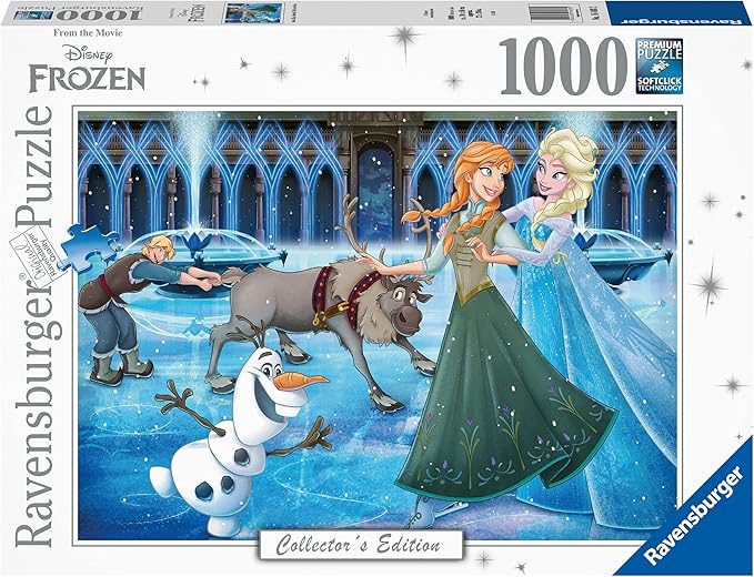 Ravensburger Disney Collector’s Edition Frozen Jigsaw Puzzle 1000 Piece for Adults and Kids Age 12 and Up - Elsa, Anna & Olaf, Turquoise Green