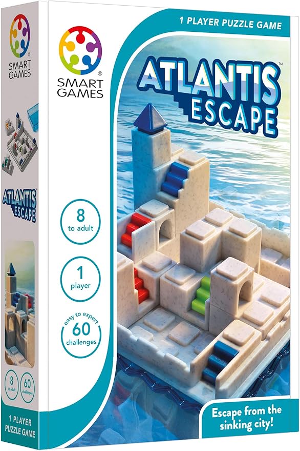 Smart Games - Atlantis Escape, Puzzle Game with 60 Challenges, 8+ Years