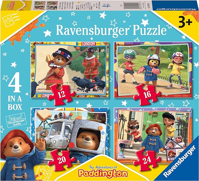 Ravensburger Paddington Bear Jigsaw Puzzles for Kids Age 3 Years Up - 4 in a Box (12, 16, 20, 24 Pieces) - Educational Toddler Toys & Games