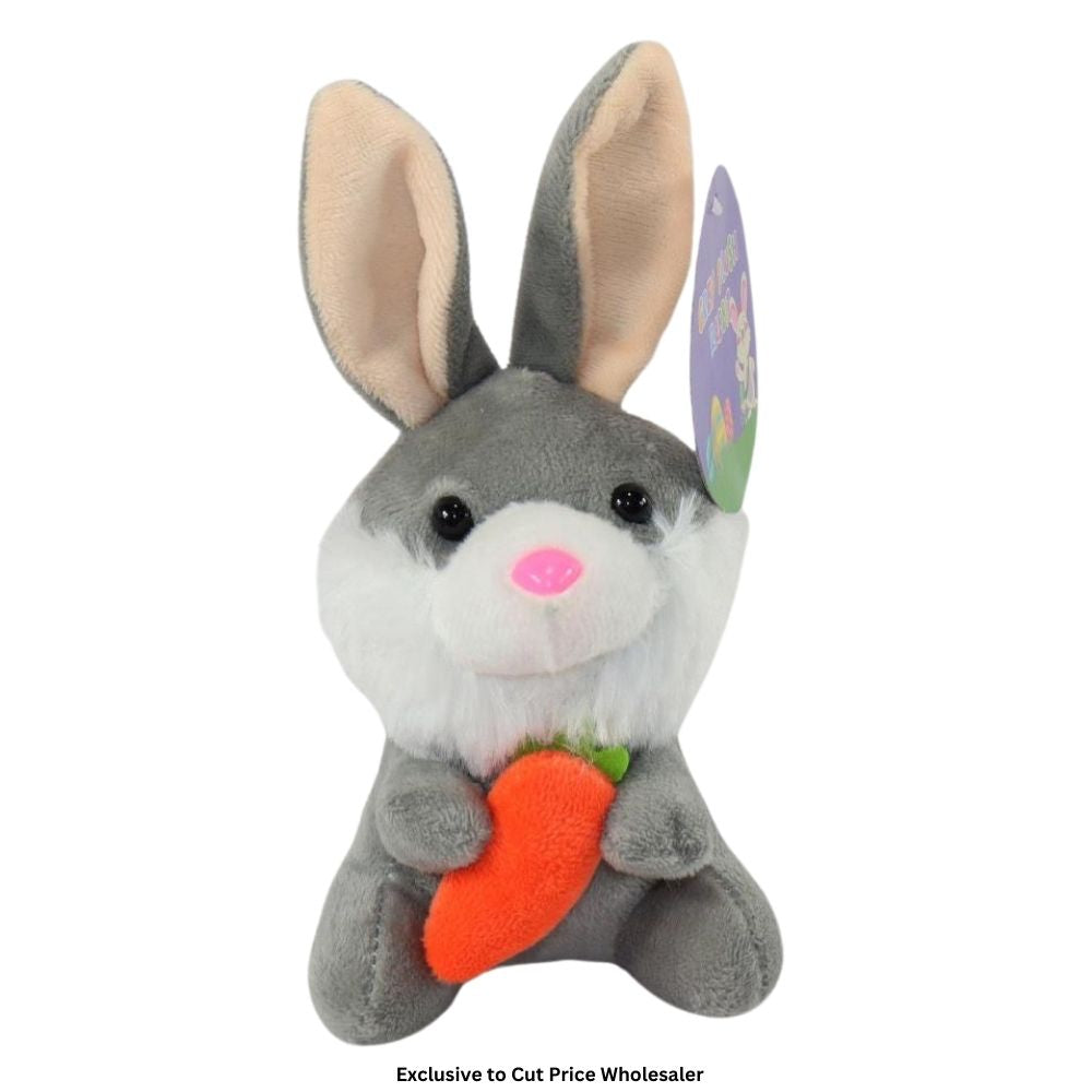 15cm Grey Plush Sitting Rabbit