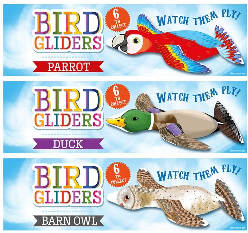 GLIDERS BIRDS 16CM 6 ASSORTED DESIGNS