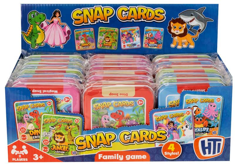 PUZZLE GAMES IN TIN SNAP CARDS 4 ASSORTED