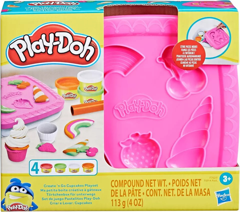 Play-Doh Create ‘n Go Cupcakes Playset, Set with Storage Container, Arts and Cra