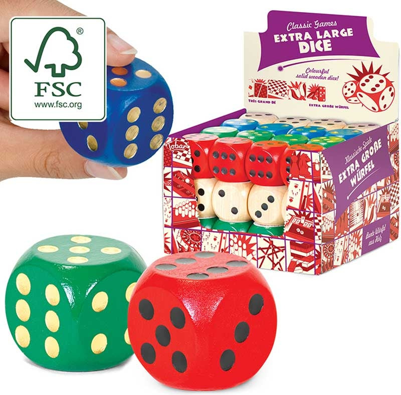 WOODEN EXTRA LARGE DICE ASSORTED